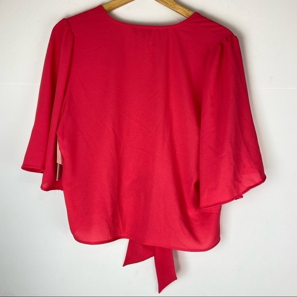 1.STATE Flounce Sleeve Tie Front V-Neck Blouse - Picture 4 of 9